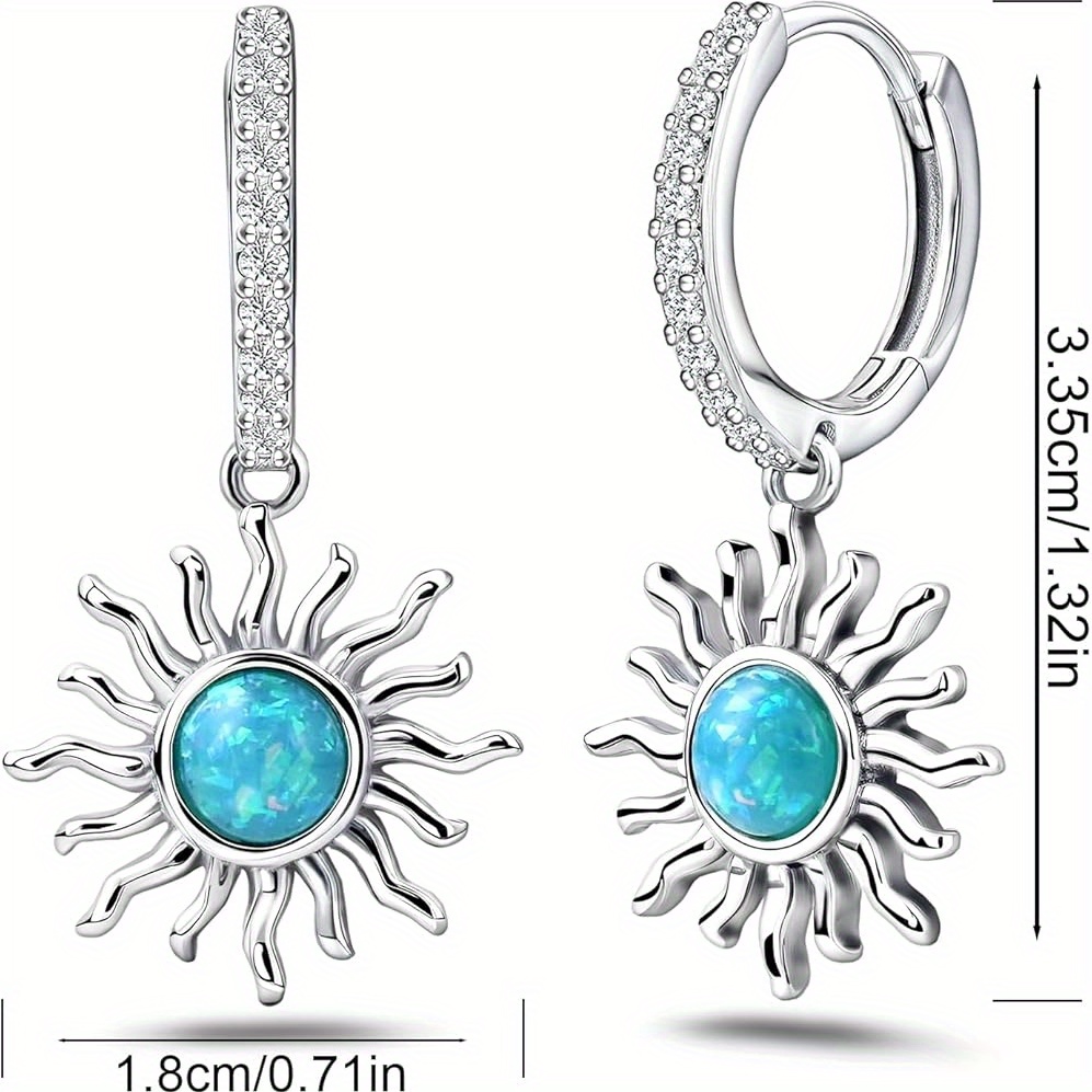 Personalized Ethnic Style Turquoise Sun Pendant Earrings